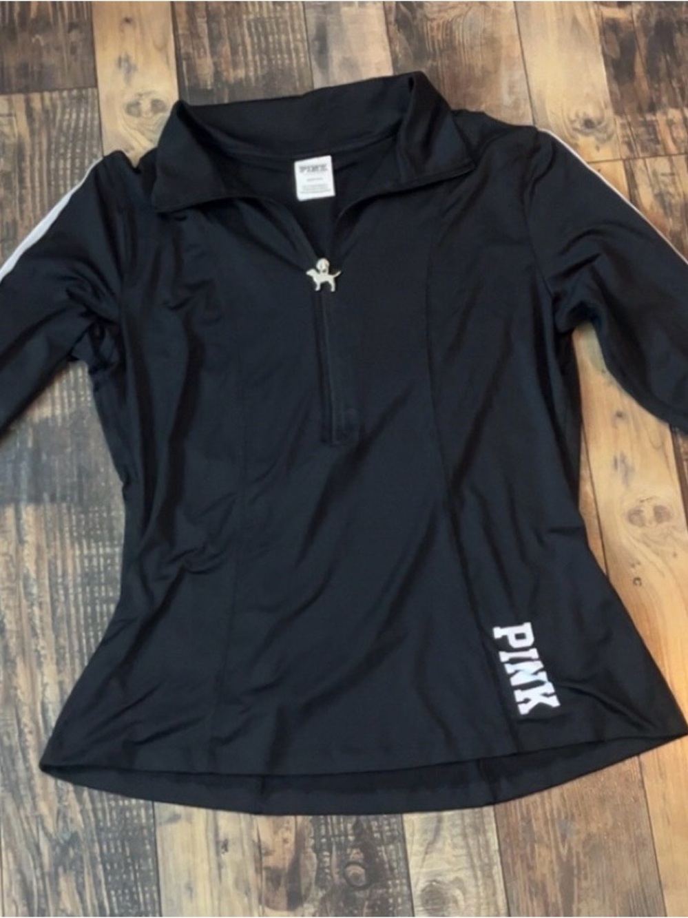 PINK Victoria's Secret Black Quarter-Zip Pullover with White Tag